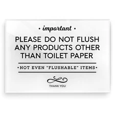3.5x5 Inch Do Not Flush Rules Bathroom Sign ~ Ready to Stick ~ White + Black 