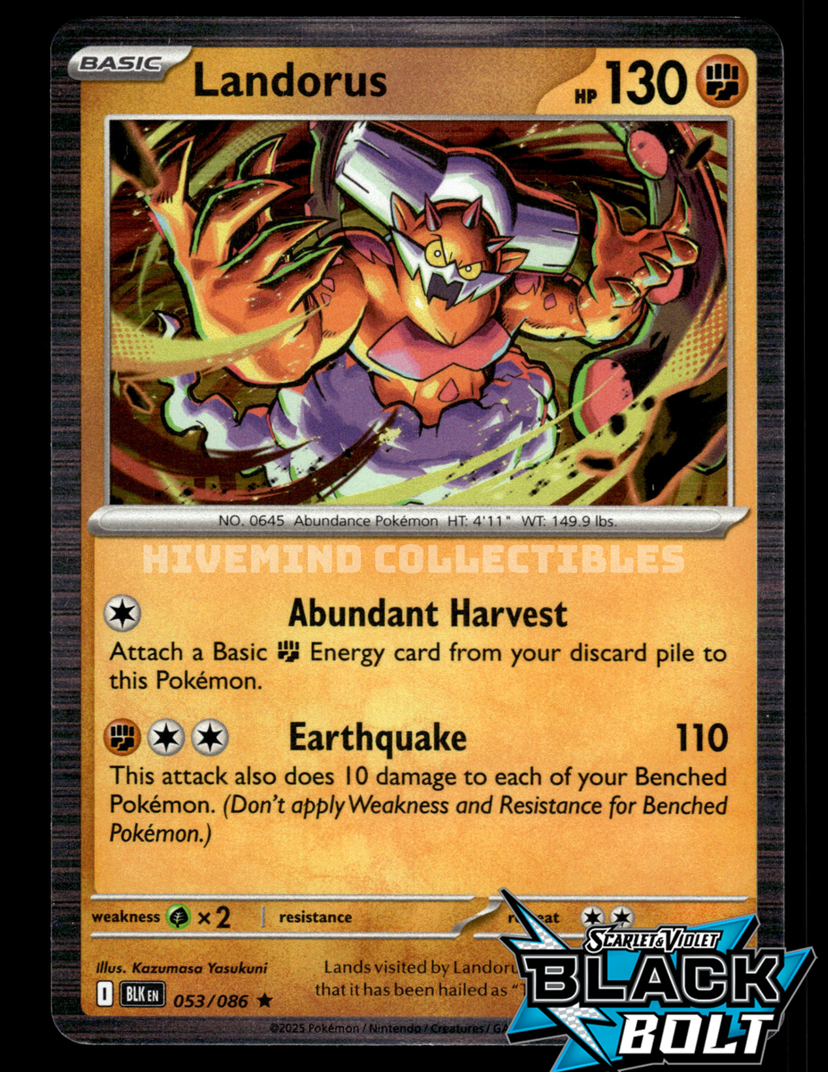 Landorus 053/086 Black Bolt Holo Rare Pokemon Card | eBay