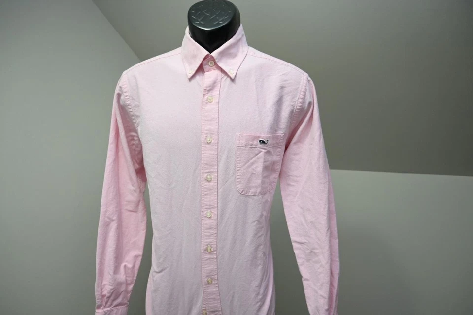 Vineyard Vines Slim Fit Tucker Dress Shirt Whale Pink Long Sleeve Mens Medium - Image 2 of 4