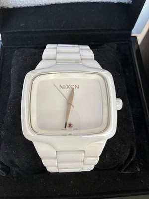 NIXON White Ceramic Automatic Square Watch with White Band Model Pro