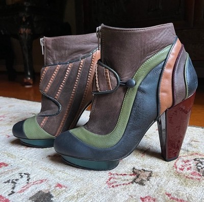 Anthropologie Kron by KronKron Bohemian Colorblock Ankle Eclectic Booties Size 6