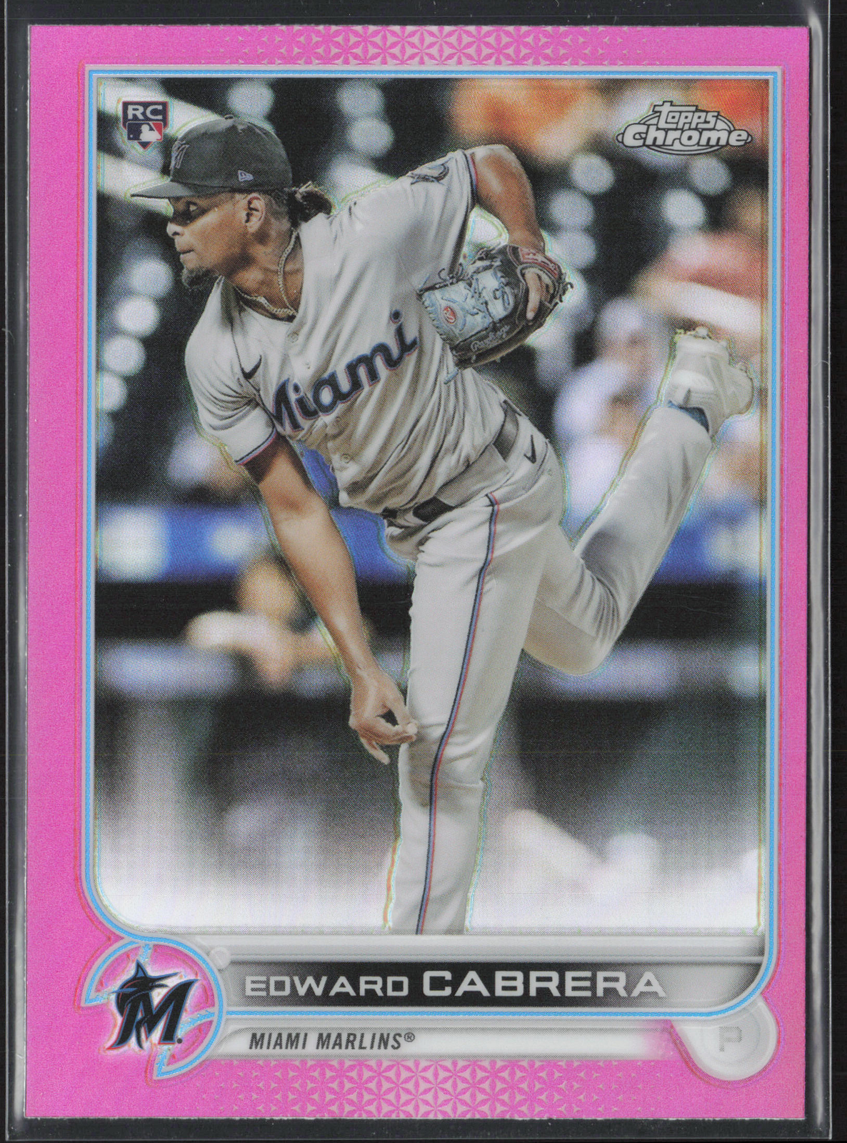 2022 Topps Chrome Edward Cabrera 64 RC Pink Refractor | Miami Marlins