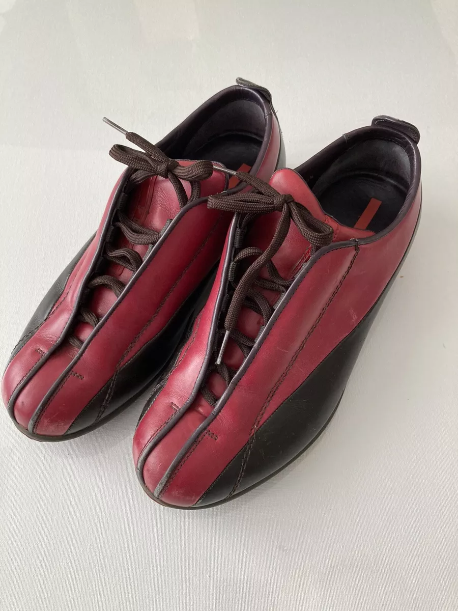 Prada shoes red and black cheap