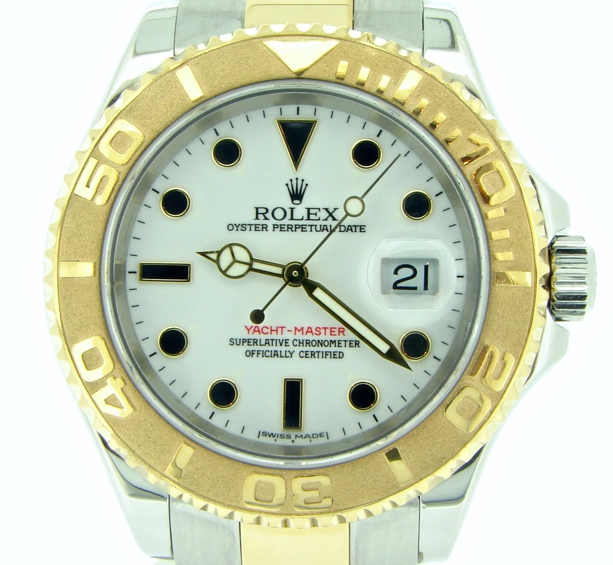 Rolex Yachtmaster in steel and eighteen karat yellow gold white dial