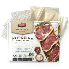 The Sausage Maker® Sacchetti per invecchiamento secco per carne, 3 impacchi per bistecche a base vegetale, rete per carne