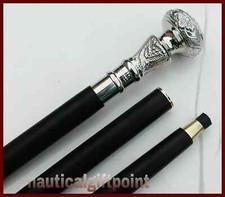 Chrome Brass Knob Head Handle Design Victorian Walking Stick Wooden Shaft Cane