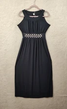 Nic Dom Women Dress Medium Black Poly Blend Sleeveless Fit Flare Casual Maxi Fit