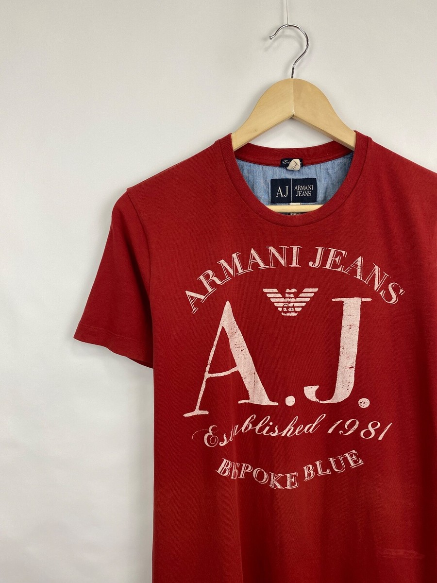 🇺🇸 Vintage 90s Armani Jeans Bespoke Blue T-Shirt Rare Retro size