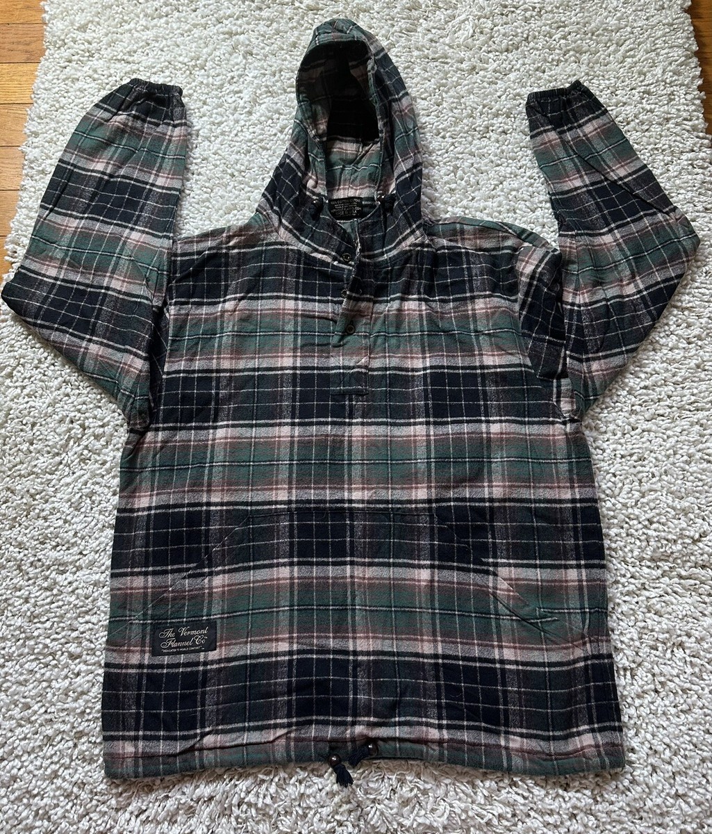The Vermont VT Flannel Co M Pull Over Hoodie Flannel Green Brown Black |  eBay