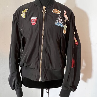 Divided by H&M Bomber Jacket Zip Up Fashion Patches Women Large