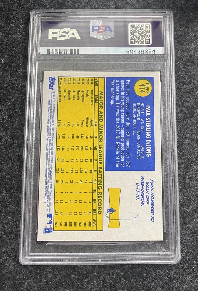 Paul Dejong 2019 Topps Heritage Baseball PSA 10 Gem Cardinals - Image 2 of 2