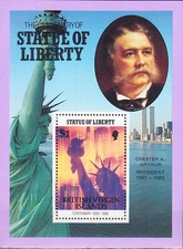 W VIRGIN ISLANDS 562 STATUE OF LIBERTY CENTENARY CHESTER A ARTHUR SOUVENIR SHEET