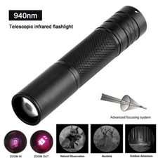 Zoom Focus Infrared Illuminator IR 940NM 3W LED Flashlight Hunting Light Night