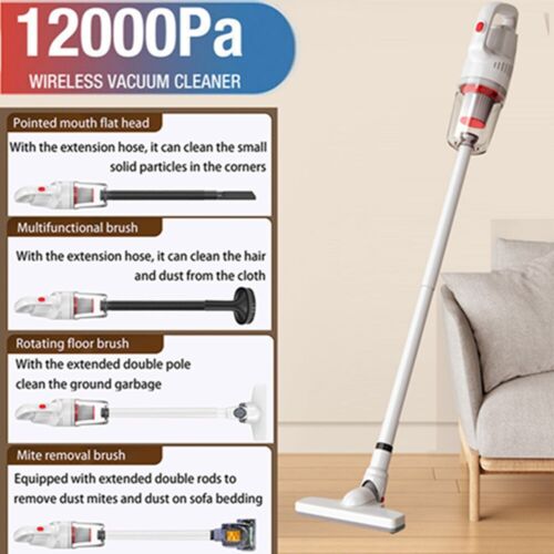12Kpa 120W Powerful Suction Stick Vacuum Cleaner Cordless Handheld Vac Car Home - Picture 12 of 13