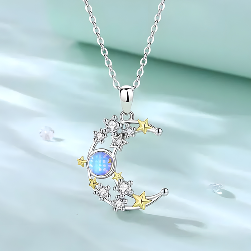 Pantercats | Großer Mond Kettenanhänger aus 925 Silber | Anhänger Mondstein 💜 - Bild 4 von 28