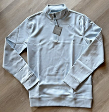 Hickey Freeman NWT Men's Small Light Blue Striped Quarter Zip Pullover NWT 125