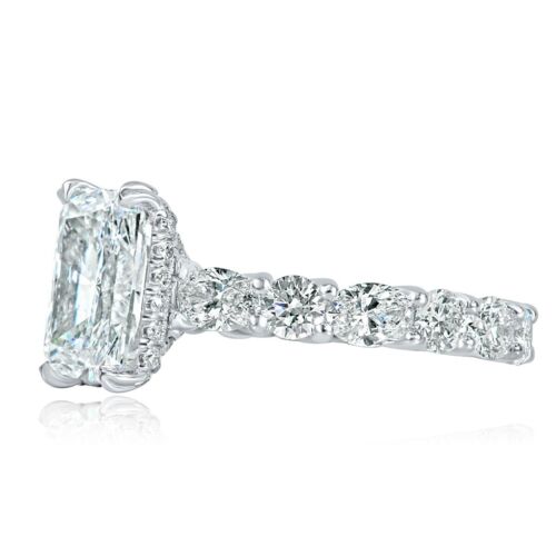 Bague en or blanc 18 carats GIA 4,05 TCW 2,09 CT E-VS1 radiant en laboratoire - Photo 2 sur 5