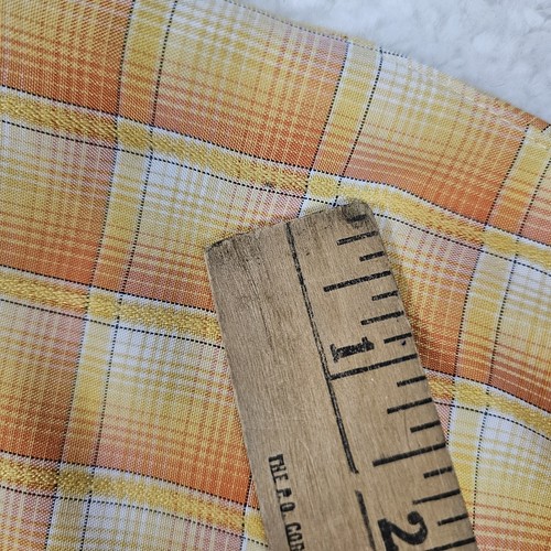 Bugatchi Uomo Shirt Men XL Yellow Orange Plaid Button Up Short Sleeve Golf Modal - Picture 15 of 16
