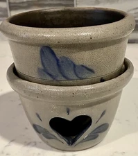 ROWE Pottery Works USA Tart Warmer Melter Candle Holder Heart 1995, Signed