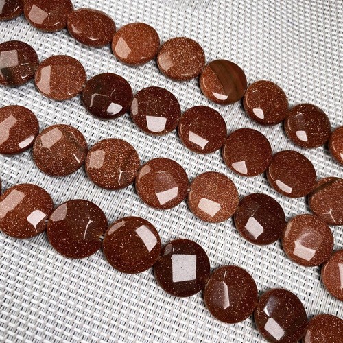 16x16MM Natural Stone Flat Round Faceted Loose Beads For DIY Jewelry Making 15'' - Picture 21 of 30