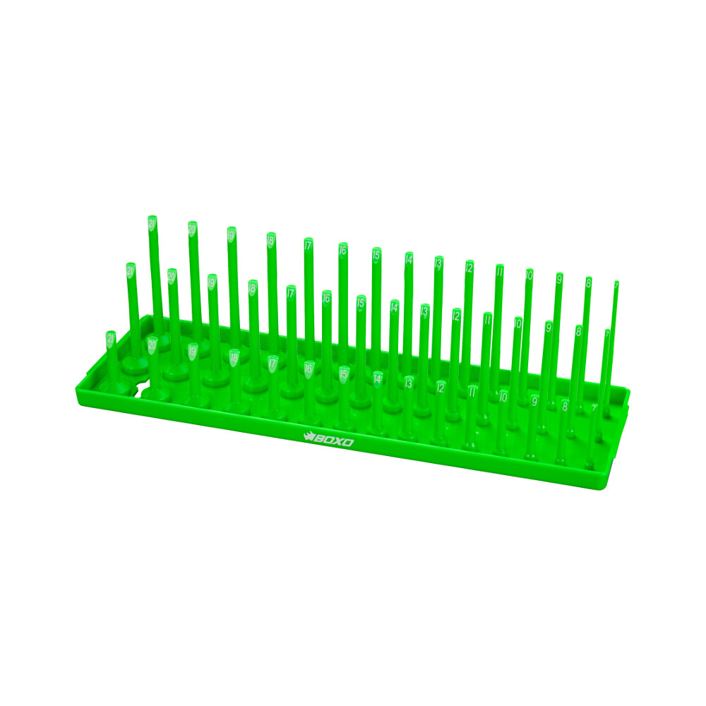 3/8"" Drive Socket Holder Vertical Tray 3 Tier 45 Pce Green Boxo B-38VERT3-G