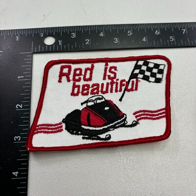 Vintage c 1980s SKI MOBILE RACING RED IS BEAUTIFUL SNOWMOBILE RACING Patch 00.Q
