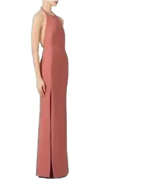 Maxi Vestido Elizabeth and James Ventus Diseñador Rosa Crepé Formal abertura en el Muslo Foto 3 de 4