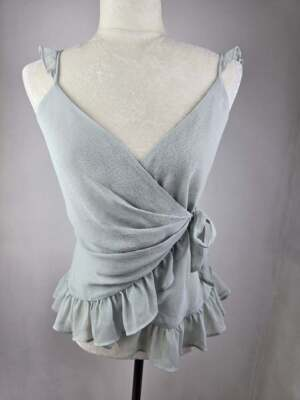 #ad NWT EXPRESS Size Small Women#x27;s Pale Green Wrap Around Sleeveless Shirt Top $11.50