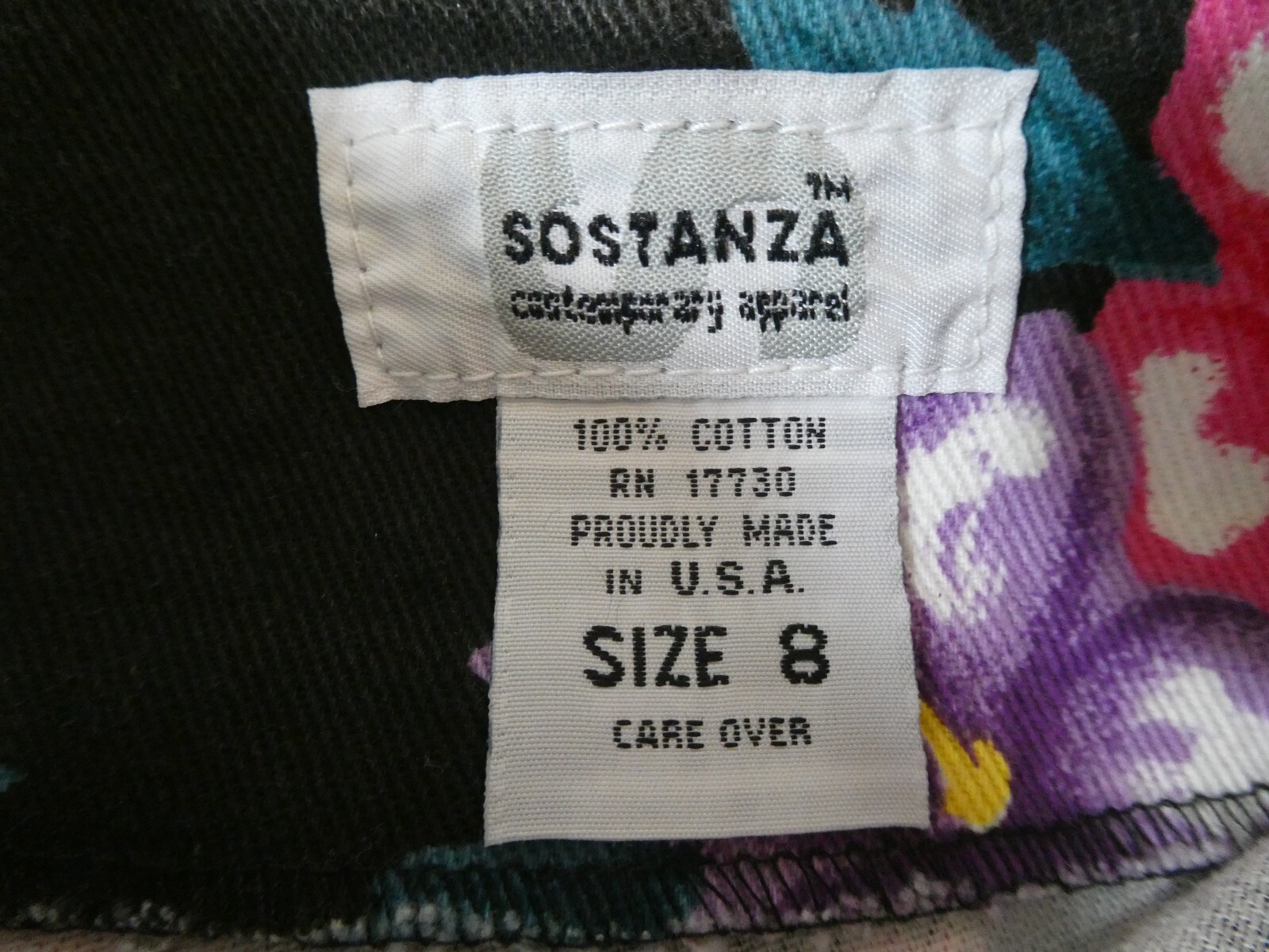 Vintage Sostanza Floral Skort Shorts Skirt Denim Size 8 NEW Black 90s Y2K L1