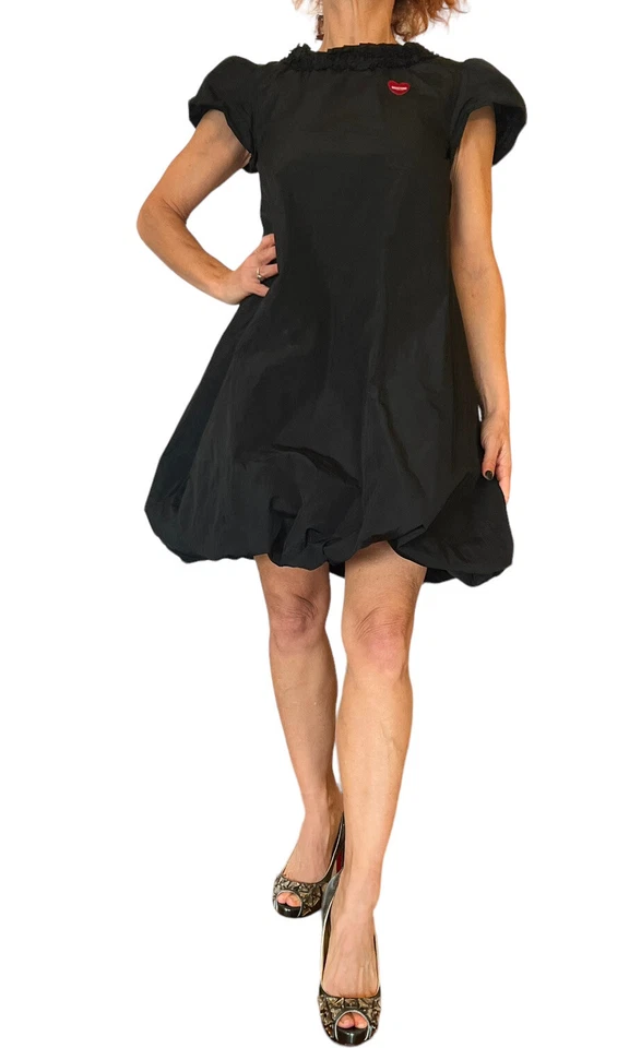 MOSCHINO BLACK MINI CAP SLEEVE BUBBLE HEM PARTY DRESS JUNIOR 12-13 WOMEN'S XS - Image 3 of 4