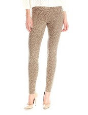 Hue Taupe U14767 Original Denim Tonal Leopard Print Stretch Leggings - MSRP 44