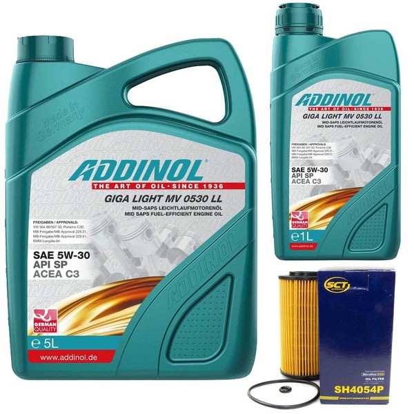 MotoröL Set Addinol 5W-30 0530 LL 6 Liter + ÖLfilter FüR Hyundai I30 KIA Cee´D-image