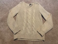 Women H M Tan Wool Mohair Blend Pullover Long Sleeve Sweater Medium Knit
