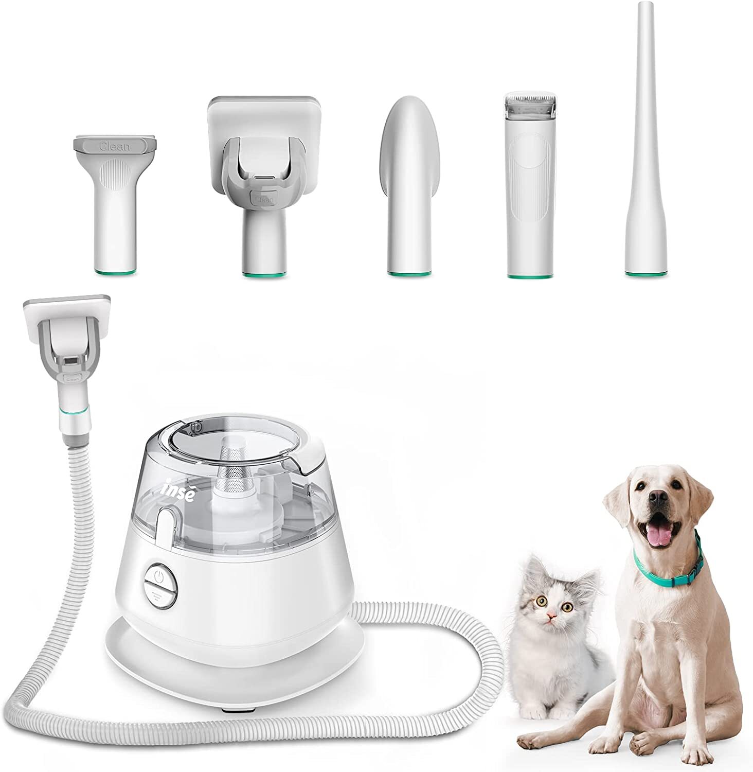 INSE P20 Pet Grooming Vacuum Kit Professional Shedding Clipper Brush