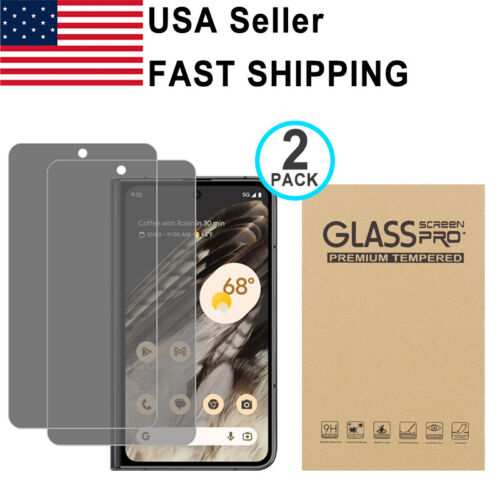 2PK Privacy Tempered Glass Protector For Google Pixel Fold 8 7 6 Pro 5 7a 6a 5a - Picture 1 of 11