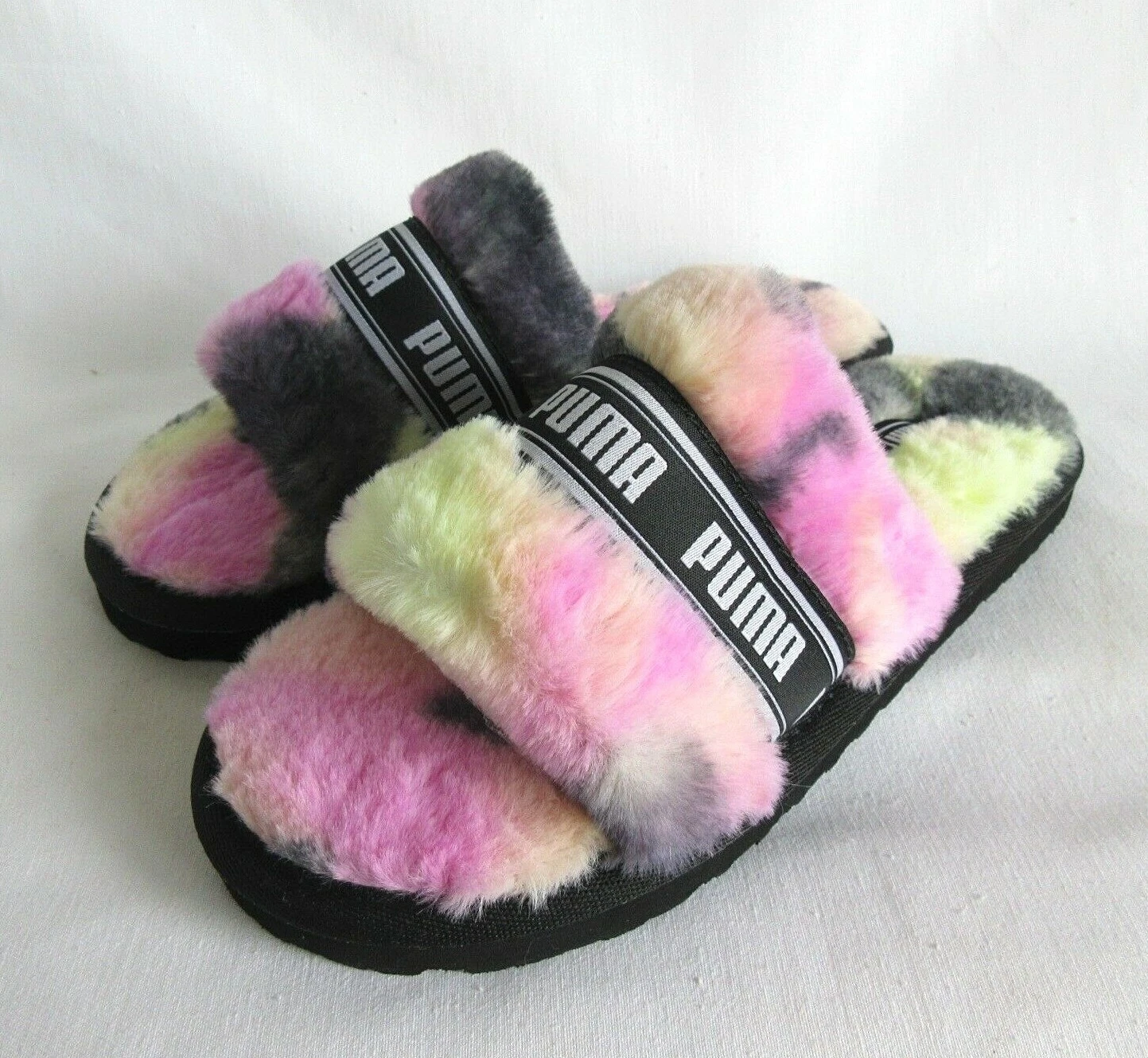 PANTOFOLE SANDALO PUMA RAGAZZE GIOVENTÙ TAGLIA 12 FLUFF TYE TIE TIE FLIP HO SCARPE PELOSE ROSA