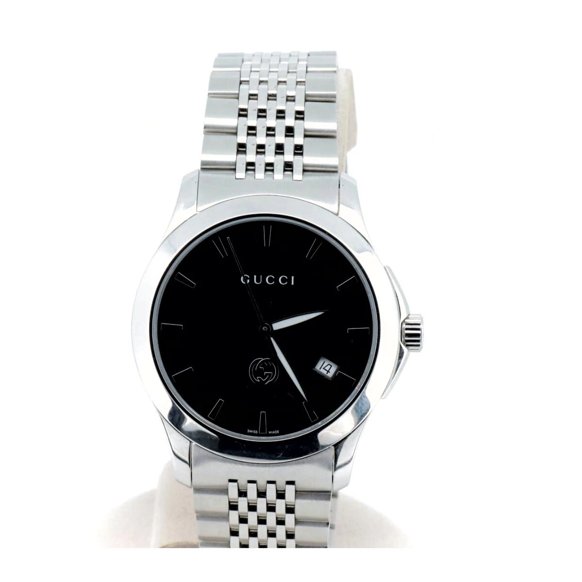 Orologio Uomo Gucci Timeless YA1264106 Quarzo Argento Quadrante Nero