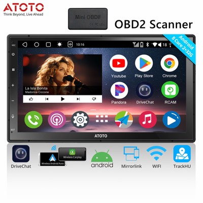 ATOTO 7'' A6PF 2DIN ChatGPT AI Car Stereo GPS Android Radio BT with OBD Scan Tool