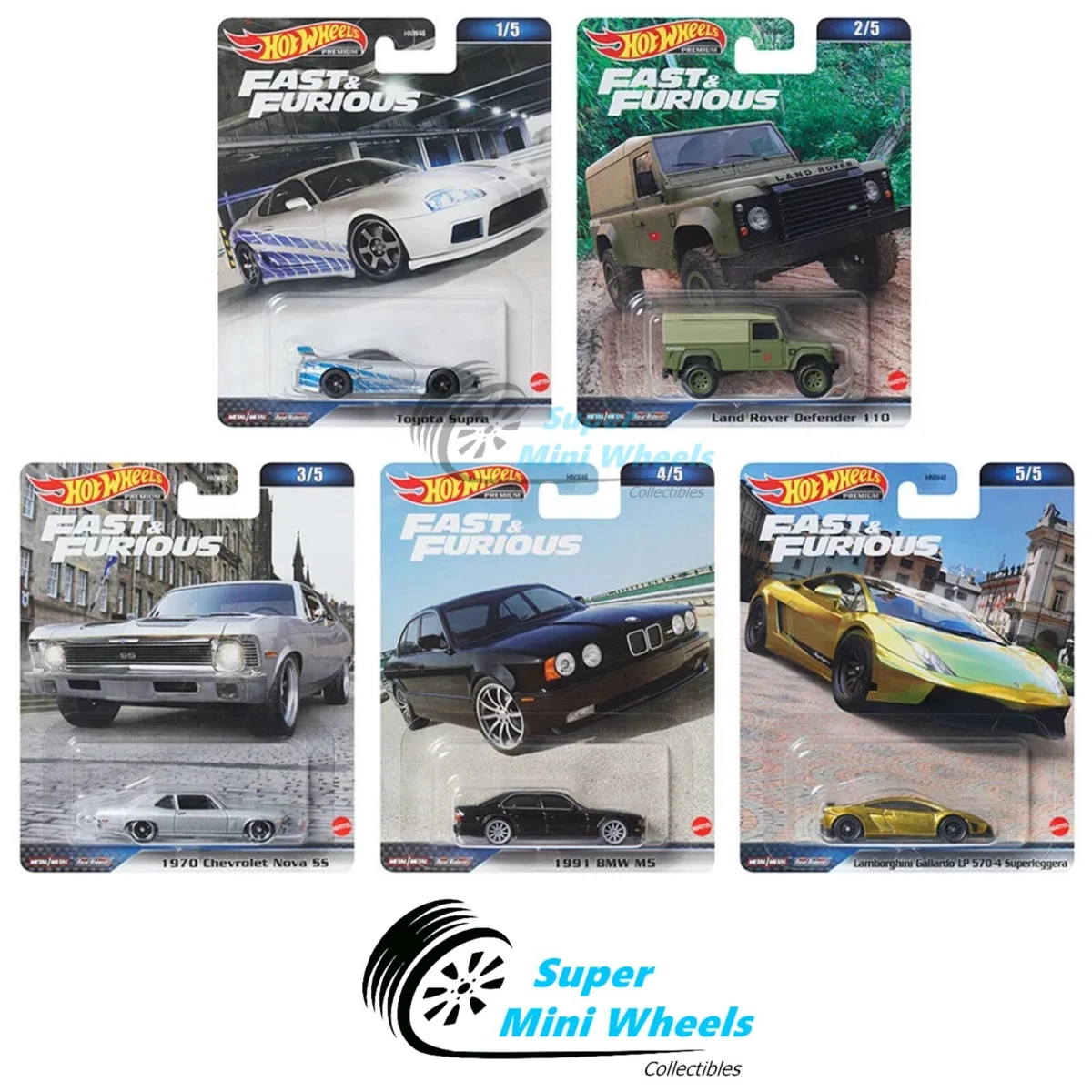 Juego de 5 autos Hot Wheels 2023 Fast & Furious D [en stock]