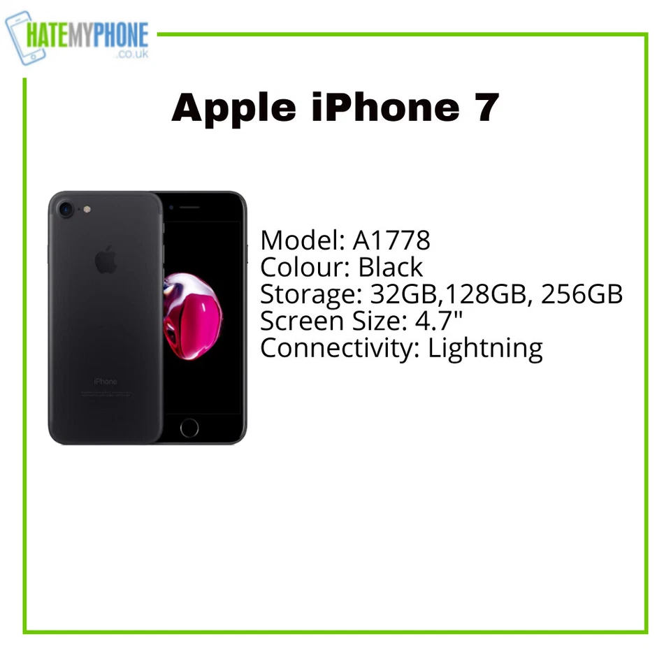 Apple iPhone 7 Black Unlocked 32GB 128GB 256GB 4.7" Display 12MP IOS Smartphone - Image 2 of 4