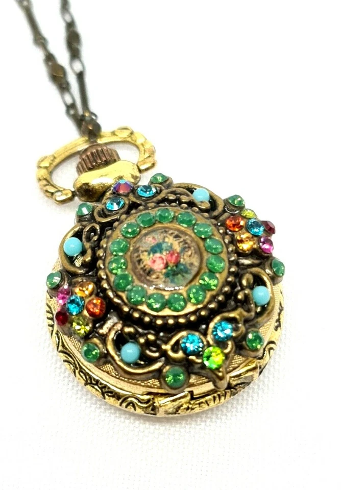 Reloj colgante vintage con piedras de cristal de colores de Michal Negrin. Foto 3 de 4