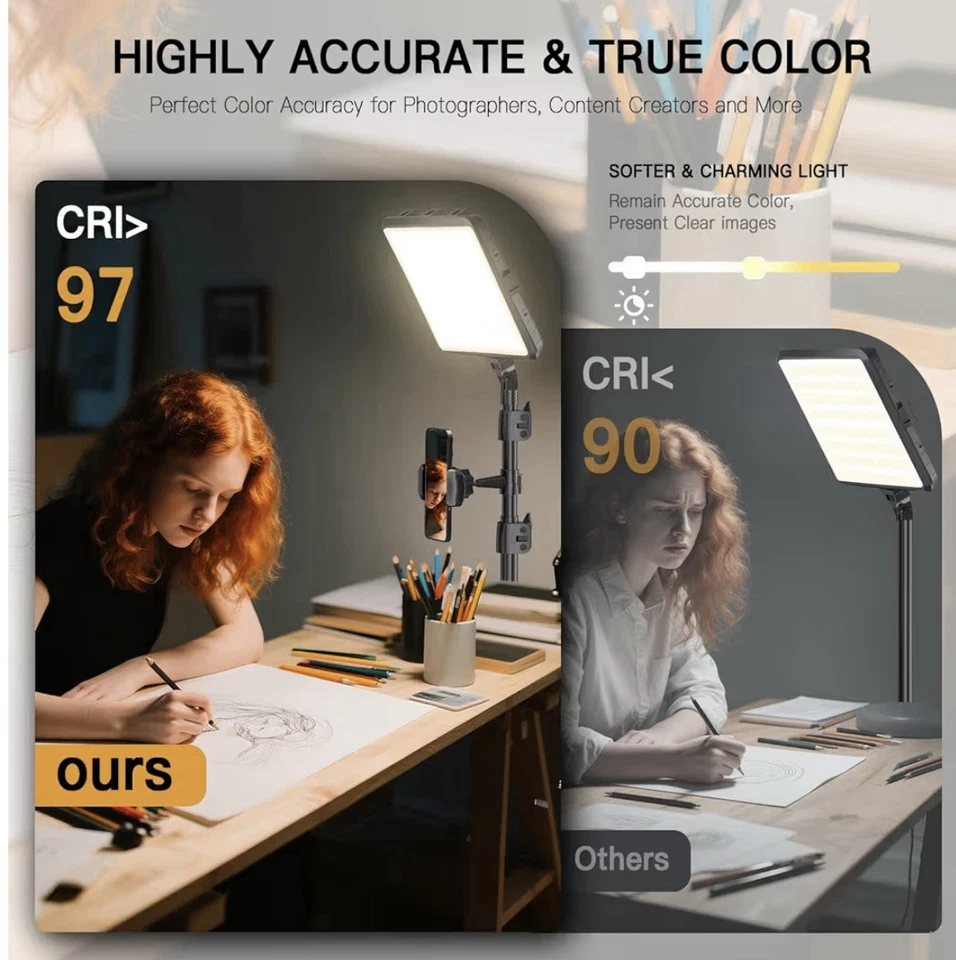 2-Pack LED Studio Light Kit,Dimmable with Tripod Stand 73" Stream Light - Image 4 of 4