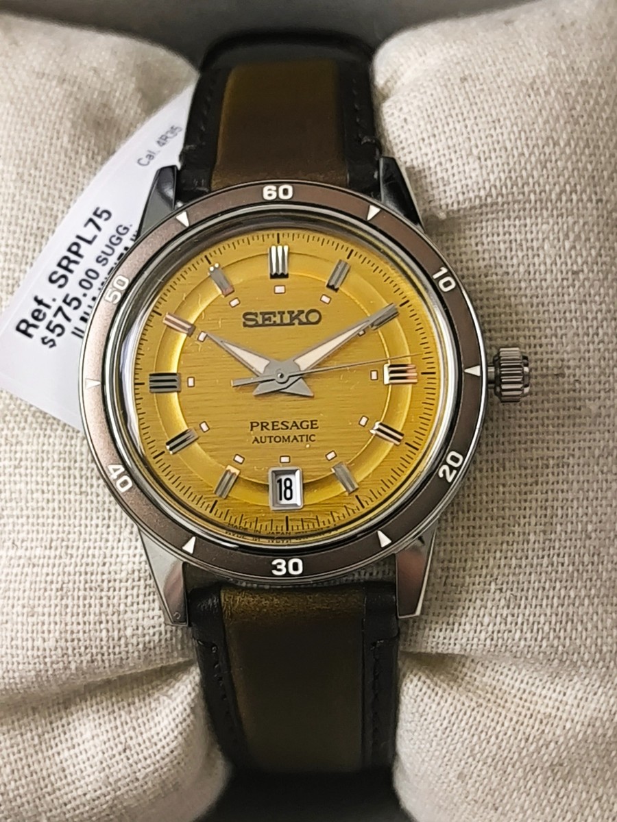 SEIKO PRESAGE Golden Dial Automatic 1960s style JAPAN SRPL75-MINT