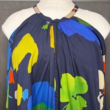 Whit Two Halter Maxi Dress Wmns LP Navy Blue Multi Floral Tiered Cotton Pockets