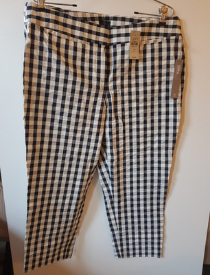 NWT Ann Taylor LOFT Women s Petite 12 Cropped Straight Black White Gingham Pants