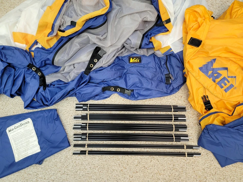 Tienda de campaña REI GEO 4 edición dorada vintage cúpula geodésica ~ 3 temporadas ~ 4 personas. Foto 2 de 4