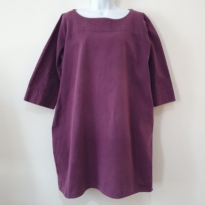 Cocon Commerz Privatsachen Purple Heavy Cotton Lagenlook Tunic Dress Size 14-18