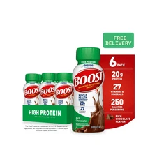BOOST 20g High Protein Nutritional Drink Shakes, Rich Chocolate, 8 fl oz, 6 Pack