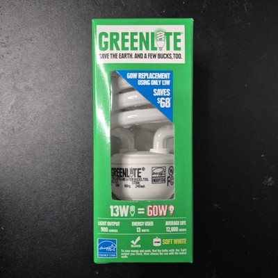 Greenlite 13W Soft White Light Bulbs - 60W Eqivalent - 900 Lumens - 12,000 Hours