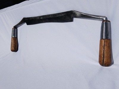 D.R. BARTON Draw Knife 10'' Edge Split Mahogany-Epoxy/Wire Renforced Handles NICE